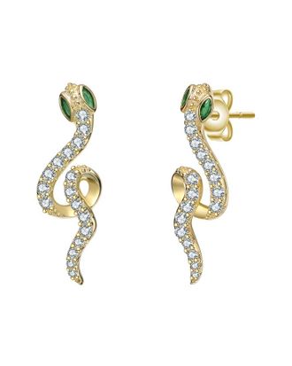Rachel Glauber 14K Plated CZ Drop Earrings