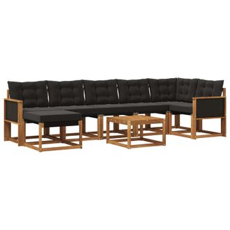 vidaXL Conjunto De Sof&aacute;s De Exterior Con Coj&iacute;n 8 Pcs Natural Y Negro Vidaxl
