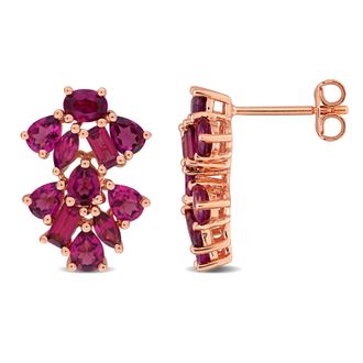 Mimi & Max Multi-Gem Double Floral Drop Earrings Sterling Silver