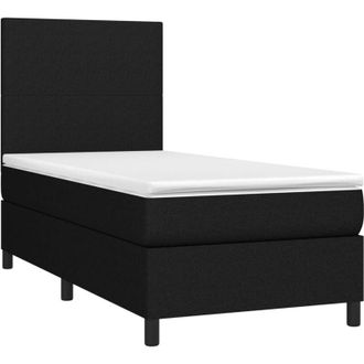 vidaXL Vidaxl - Cama Box Spring Colch&oacute;n Y Luces Led Tela Negro 90x190 Cm