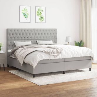 vidaXL Vidaxl - Cama Box Spring Con Colch&oacute;n Tela Gris Claro 200x200 Cm