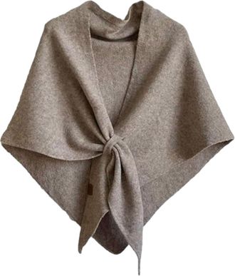 Generic Womens Solid Color Wool Blend Shawl Womens Knitted Fleece Shawl Scarf Wrap Casual Cozy Soft Comfortable Wraps for Fall & Winter (Coffee, One Size)