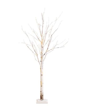 Nearly Natural 5Ft Pre-Lit Artificial Birch Tree With 76 Warm White Led Lights