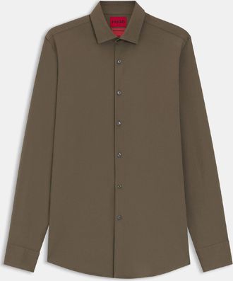 HUGO BOSS Mens Hugo Kenno Slim-Fit Shirt in Grey