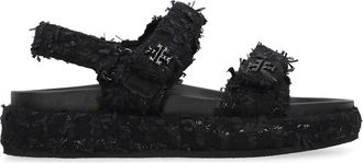 Tory Burch Kira Sport Sandal - Dames - Sandalen - Zwart - 39 EU - Wol - Schoenen