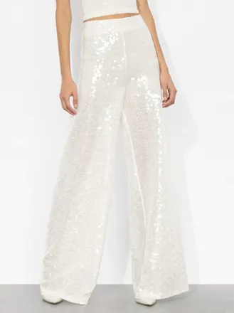 Alice & Olivia Athena Sequin Pant In White