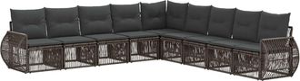 vidaXL Conjunto De Sof&aacute;s De Jard&iacute;n 9 Uds. Gris Y Gris Oscuro Vidaxl