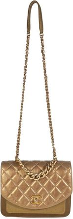 Chanel Gold Quilted Leather Chain Handle Flap Handbag (Authentic Pre-Loved)