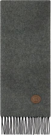 Gucci Interlocking G-patch cashmere scarf - men - Cashmere - One Size - Grey