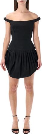 Magda Butrym Jurk met off-shoulder halslijn - Dames - Feestkleedjes - Zwart - S - Polyester - Kleedjes