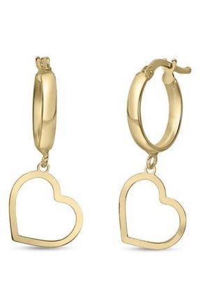 Bony Levy 14K Yellow Gold Heart Drop Huggie Hoop Earrings at Nordstrom Rack