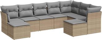 vidaXL Set De Sof&aacute;s De Jard&iacute;n 9 Pzas Con Cojines Rat&aacute;n Sint&eacute;tico Beige Vidaxl