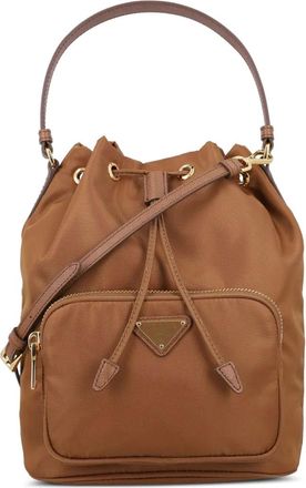 Prada Borsa a secchiello con logo - Marrone