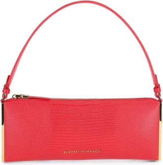 Elisabetta Franchi Shoulder Bag Gold Trim Red Passion