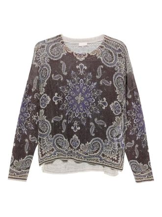 Liu Jo paisley-pattern sweater - women - Metallized Polyester/Viscose - S - Brown