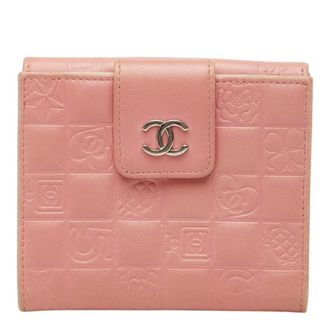Chanel Silver Pink Leather Wallet (Bi-Fold) (Pre-Owned)