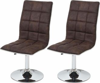 Hhg Hhg - Nunca Usado] Juego De 2 Sillas De Comedor 616, Silla De Cocina, Giratoria Regulable En Altura, Tela/textil Mvg, Vintage Marr&oacute;n Oscuro