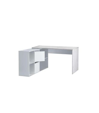 F.R.S. Mesa Escritorio Reversible Con Buc Modelo Desing Acabado En Gris Cemento Y Blanco Artik