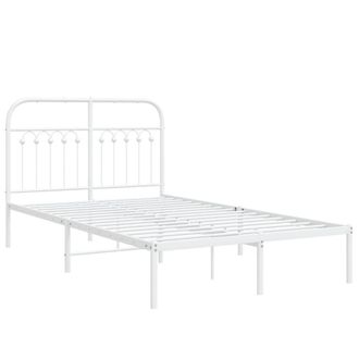 Berkfield Home Metal Bed Frame without Mattress with Headboard White 120x190cm | Size: 120x190 cm