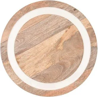 Foreside Home And Garden Tove White Enamel Lazy Susan in Brown at Nordstrom