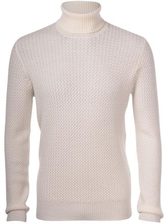 Gran Sasso Textured Turtleneck Sweater With Ribbed Finish