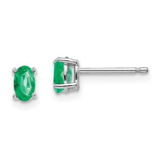 Diamond2Deal 14k White Gold Emerald Earrings