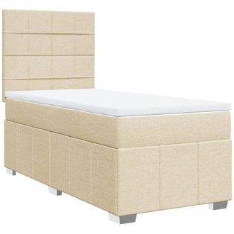 vidaXL Cama Box Spring Con Colch&oacute;n Tela Color Crema 100x200 Cm Vidaxl