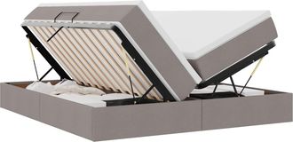 vidaXL Cama Con Almacenamiento Y Colch&oacute;n Taup&eacute; 180 X 200 Cm Poli&eacute;ster Vidaxl