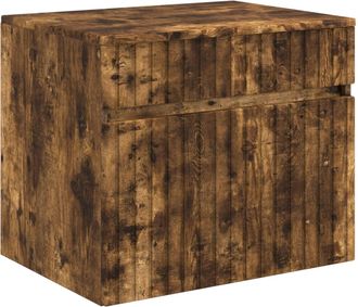 vidaXL Mueble De Ba&ntilde;o Montado En La Pared Roble Ahumado Vidaxl