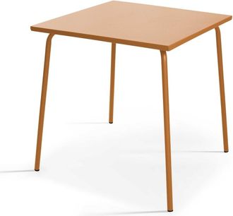 Oviala Mesa de jard&iacute;n cuadrada de metal acero caramelo 70cm