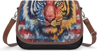 Generic Tie Dye U.S.A. Flag Tiger Small Womens Crossbody Bags Shoulder Handbag with Adjustable Strap for Travel