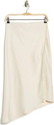 Leith Lace Trim Satin Midi Skirt in Ivory Dove at Nordstrom Rack, Size X-Large