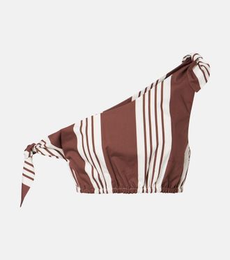 Poss&eacute; Rosie asymmetric striped cotton crop top