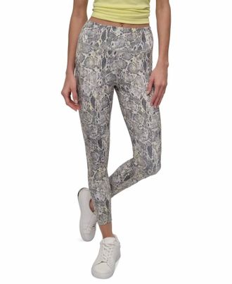 DKNY Printed High-Waist 7/8 Tight Leggings In Mystic Python Vintage Khaki