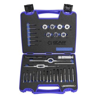 Izar Izar - Juego Machos-cojinetes Mano - 3406 - M3-m12 + Combi (mod. 0) 33 Pcs. Iso 529