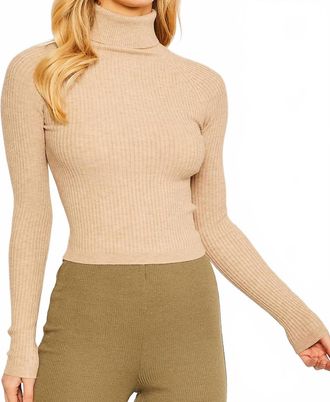 Love Tree Womens For The Record Turtleneck Sweater In Oat