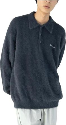 Thisisneverthat Tops, Heren, Grijs, XL, Nylon, SCT-Logo Shaggy Knit Polo