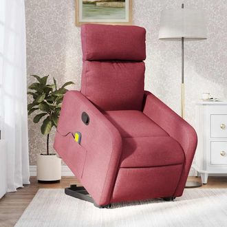 vidaXL Vidaxl - Sill&oacute;n Reclinable De Masaje Elevable Tela Rojo Tinto
