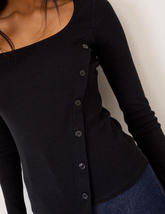 Nobody's Child Black Square Neck Asymmetric Top