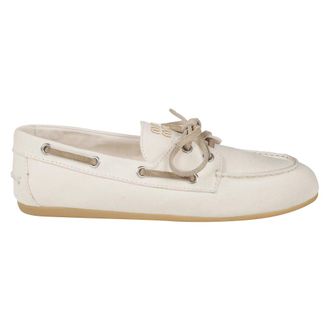Miu Miu Sailor Shoes, female, Beige, Size: 7 1/2 US Canvas Loafers