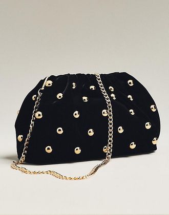 Maeve Velvet Studded Clutch
