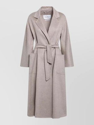 Max Mara long belted jacket notched lapels pockets