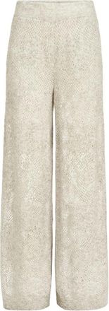 Brunello Cucinelli Lace-flowers Knit Track Trousers In Sparkling Mohair And Virgin Wool