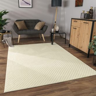 Paco Home Paco Home - Alfombra Salon De Habitacion Pelo Corto Motivo Nordica Motivo Boho Chic 3d 160x220 Cm, Crema