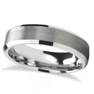 Allurez Brushed Center Beveled Tungsten Wedding Band at Nordstrom, Size 10.5