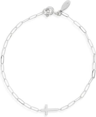 Anzie Love Letter Paper Clip Chain Bracelet in Silver at Nordstrom