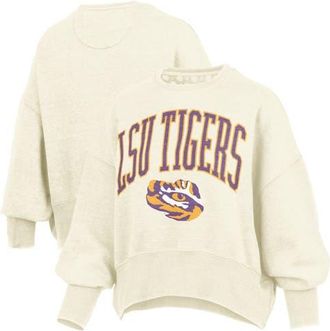 Pressbox Womens Pressbox Natural LSU Tigers Oversized Waist-Length Crewneck Sweatshirt at Nordstrom, Size Xx-Large