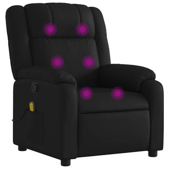 vidaXL Sill&oacute;n Reclinable De Masaje En Piel Sint&eacute;tica Negra Vidaxl