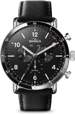 Shinola Canfield Sport 45mm - men - stainless steel/Leather/Sapphire Crystal/ceramic - One Size - Black