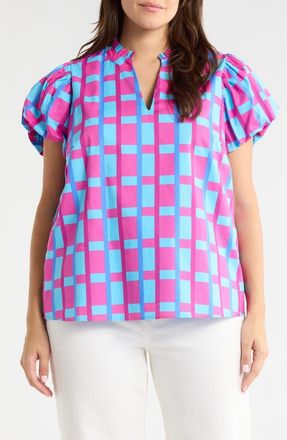 Sugarlips Marvy Checker Top in Fuchsia/blue at Nordstrom, Size 2X